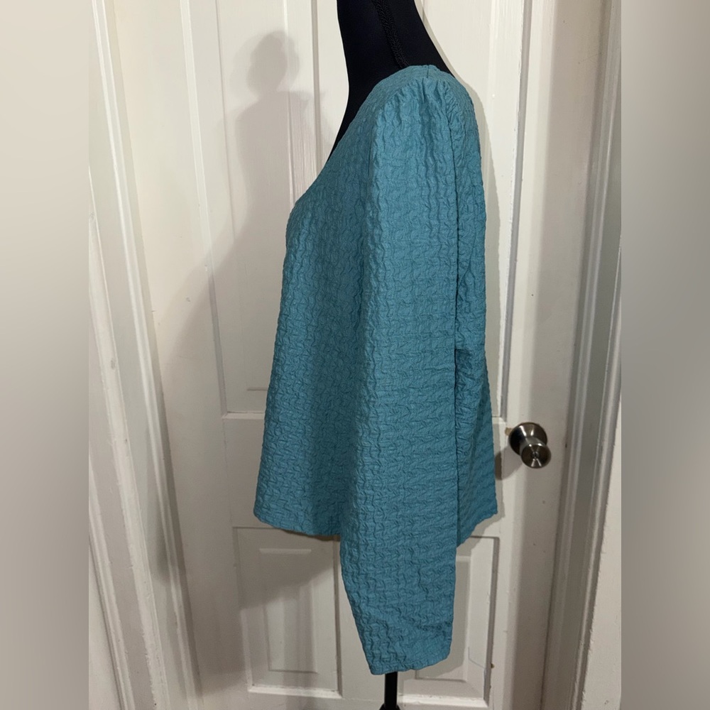 NWT Maurices 1X Teal Textured Long Sleeve Top, shirt, blouse cute - Picture 5 of 6